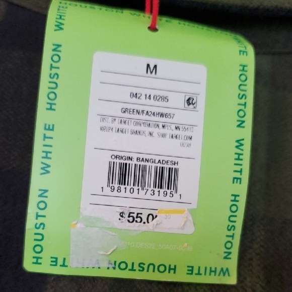 Houston White Green and Black Plaid Lightweight Shirt Jacket Medium - Picture 11 of 14